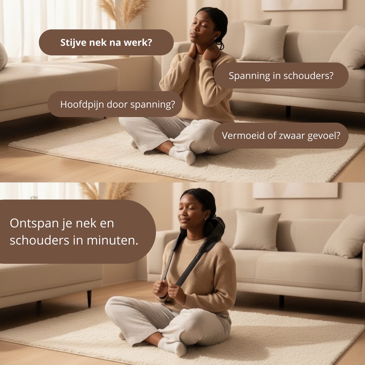 Serenity Neck Pro – Nekmassage Apparaat met Warmte en Kloptechniek – Draadloos & Handsfree – Shiatsu Nek- en Schoudermassage