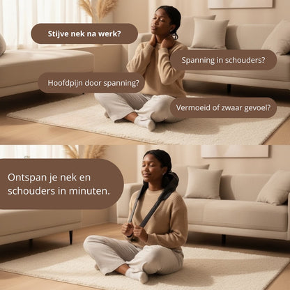 Serenity Neck Pro – Nekmassage Apparaat met Warmte en Kloptechniek – Draadloos & Handsfree – Shiatsu Nek- en Schoudermassage