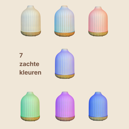 HALUNI® Serenity Stone 250 – Aroma Diffuser 250ml – Keramische Geurverspreider & Luchtbevochtiger – Ultrasoon – Stil – Met Timer & Verlichting